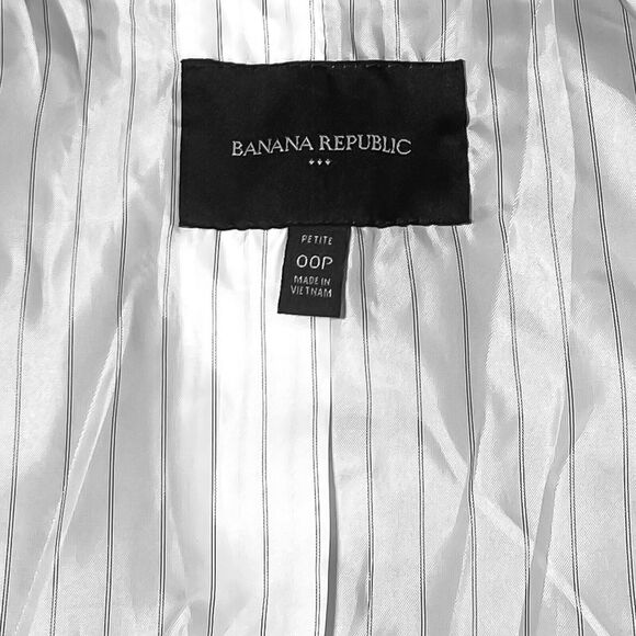 Banana Republic Women's Blazer Gray Wool Blend Herringbone Lined Suit Jacket 00P - Picture 3 of 10